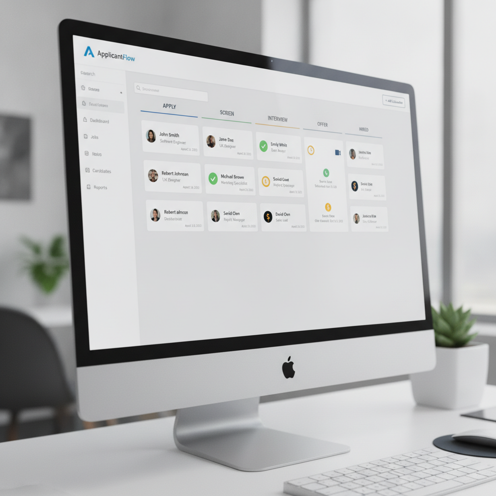 An applicant tracking system showing candidate stages in a hiring pipeline