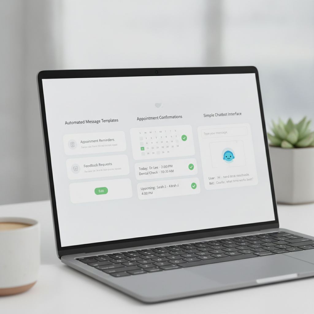 Small business owner viewing an automated customer communication dashboard