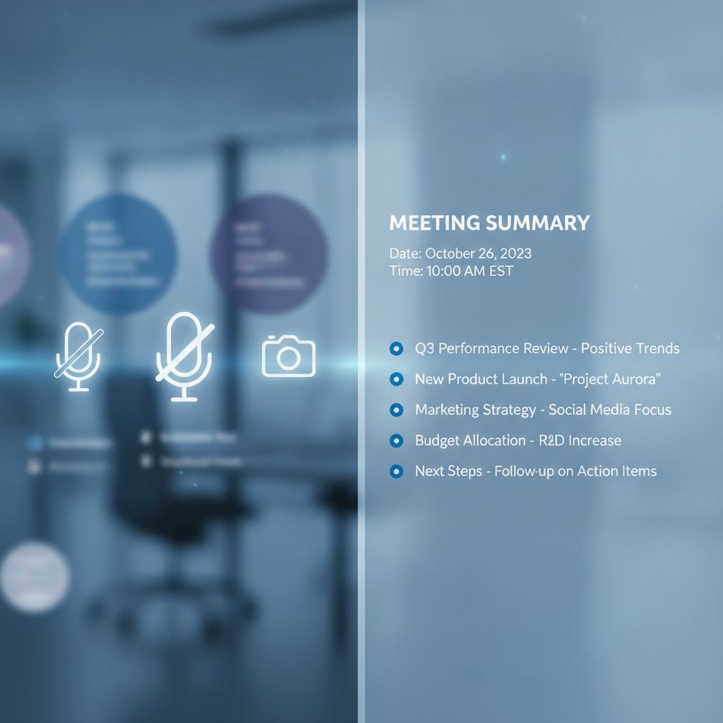 AI tool generating a meeting summary alongside a video call