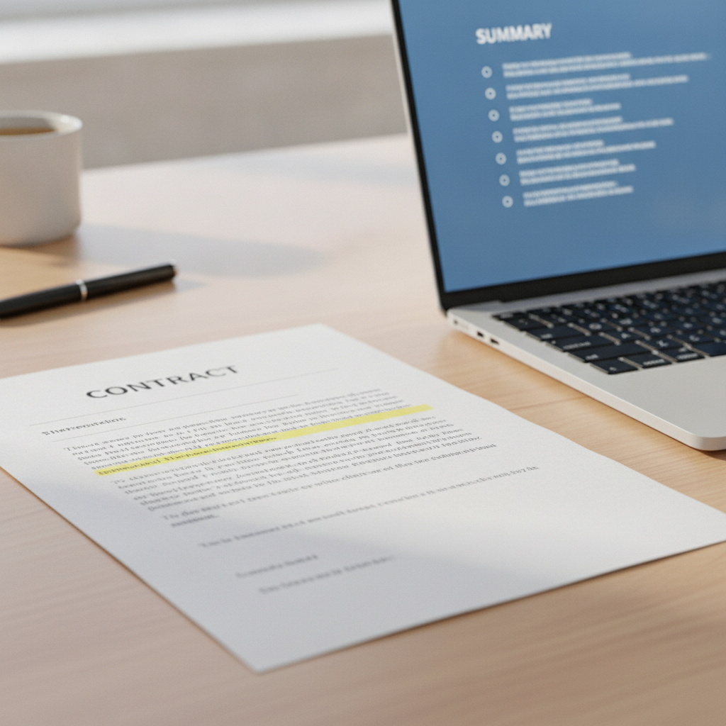 AI generating a plain-English summary of a contract clause