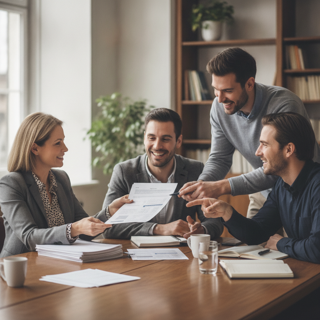 Business owner in an honest team conversation about workplace change